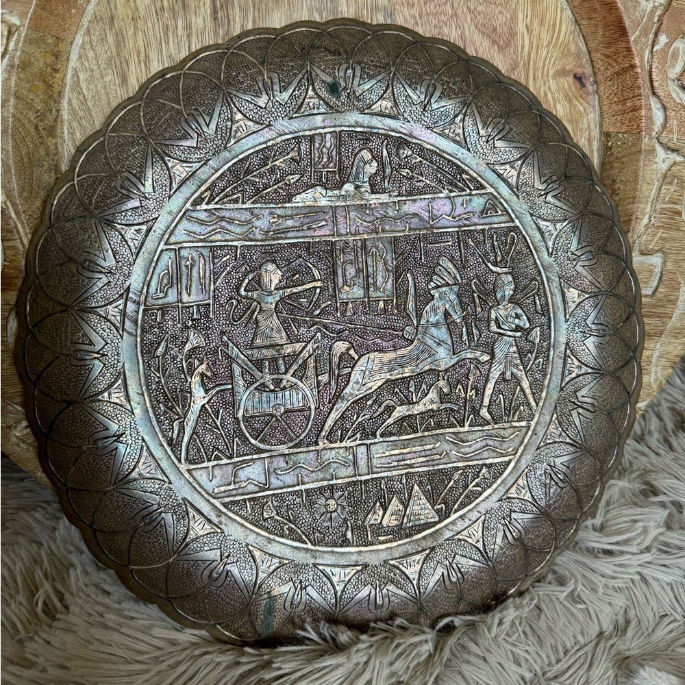 EGYPTIAN COPPER WALL PLATE FANTASTIC PATINA
